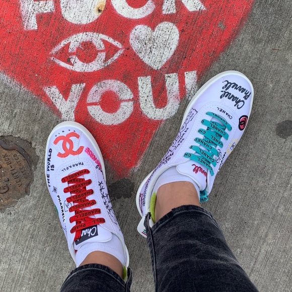 Chanel x Pharrell Williams Collab Canvas & Leather Sneakers Size 39 - Picture 10 of 13